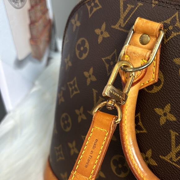 Authentic Louis Vuitton Alma Monogram Canvas Handbag with Authentic LV Strap - Picture 11 of 16